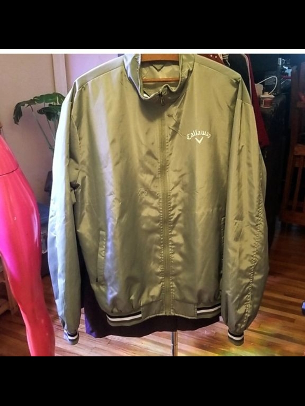 Callaway Olive Green Bomber Jacket with Contrast Stripe Trim